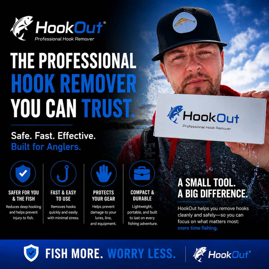 HookOut™ Hook Remover — One Squeeze. Hook Out. Fish Released.