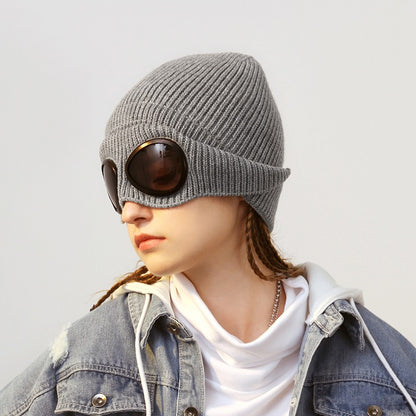 Knitted Hat with Goggles