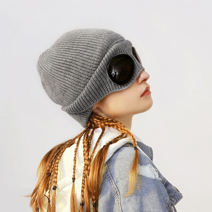 Knitted Hat with Goggles