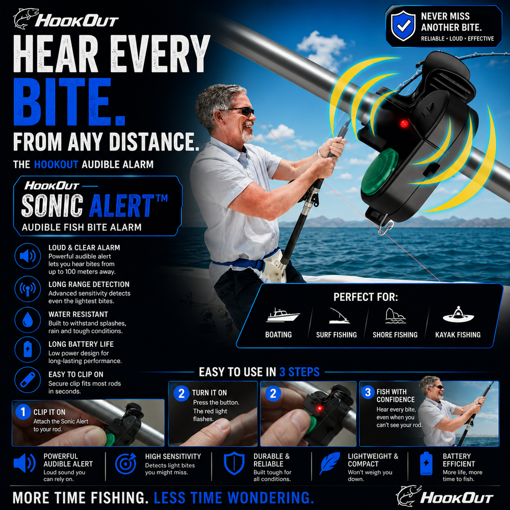 HookBite™ Automatic Hook Setter | Hands-Free Fish Strike Detection for Any Rod
