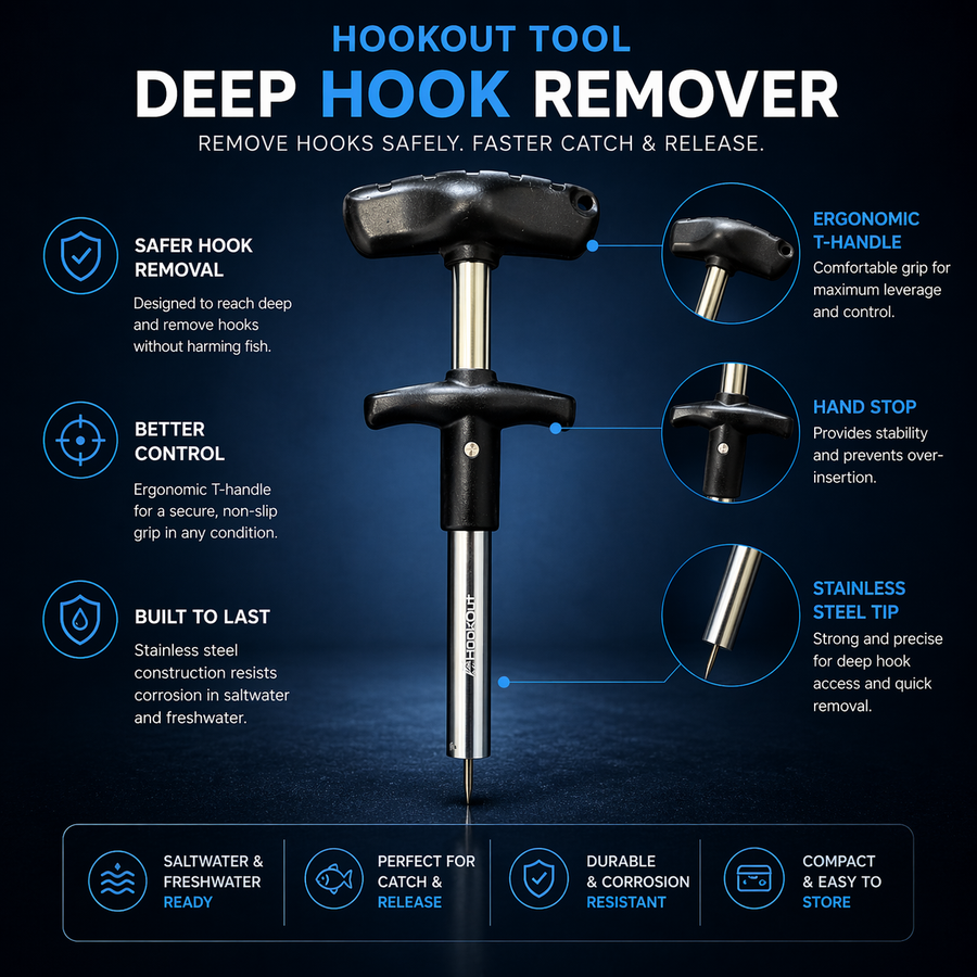 HookOut™ Hook Remover — One Squeeze. Hook Out. Fish Released.