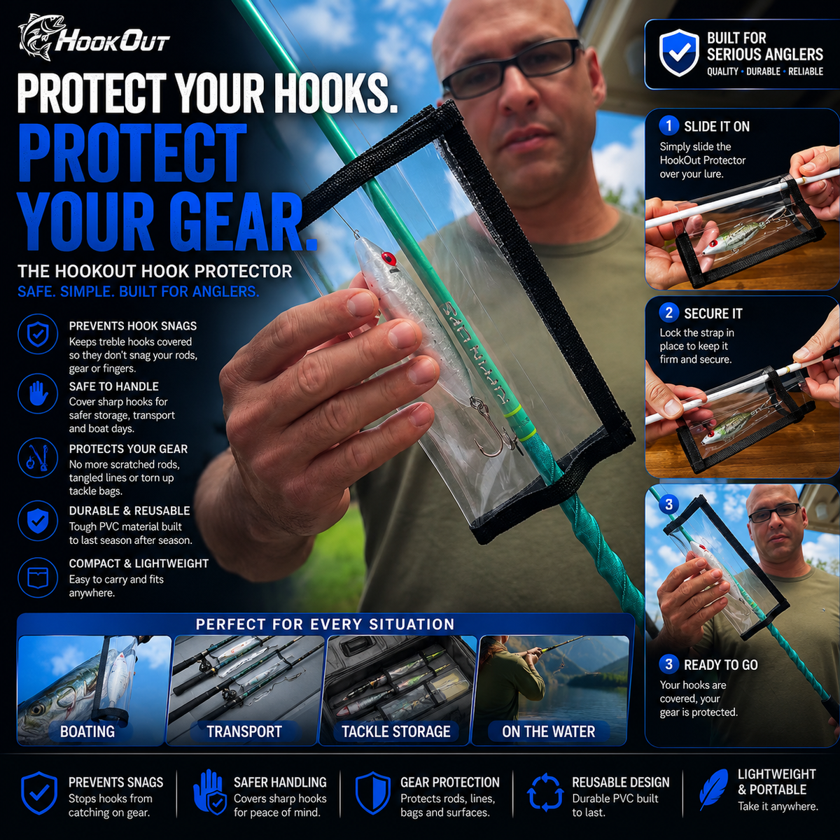 HookOut Hook Cover - Stop Hook Tangles Before They Ruin Your Setup